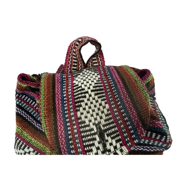 Pinzon Mini Backpack Multicolor Aztec Mexican Drawstring Boho Woven Bag NEW - Picture 5 of 6